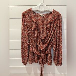 🌺 Max Studio Floral Wrap Blouse – Size 2X🌺
